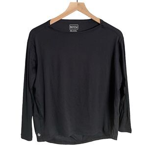 NEW Bossi Women’s Long Sleeve Round‎ Neck Shirt in Black Size XS